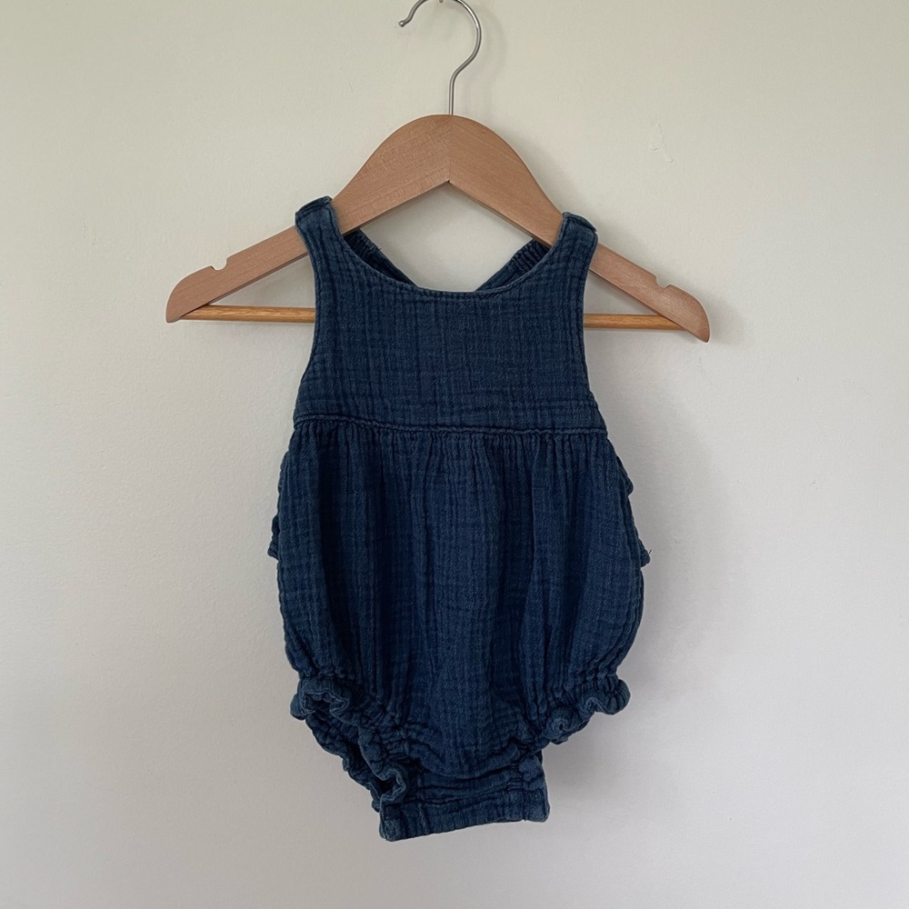 GAP Dark Blue Chambray Bubble Romper